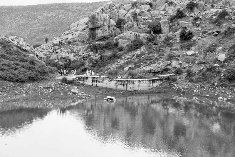 The reservoir behind the Sankara Wala Bandh in village Bhaonta-Kolyala, district Alwar, Rajasthan - the smallest dam in India situated in the upper catchment of Arvari river - constructed by villagers themselves under Rajendra Singh's leadership
